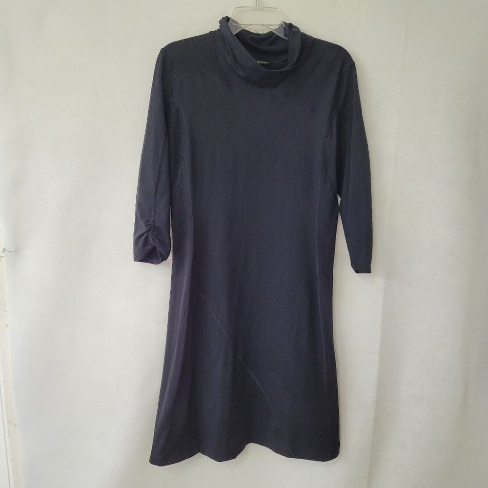 Mountain Hardwear Dress Womens L Better Butter Black 3/4 Ruched Sleeve Mockneck